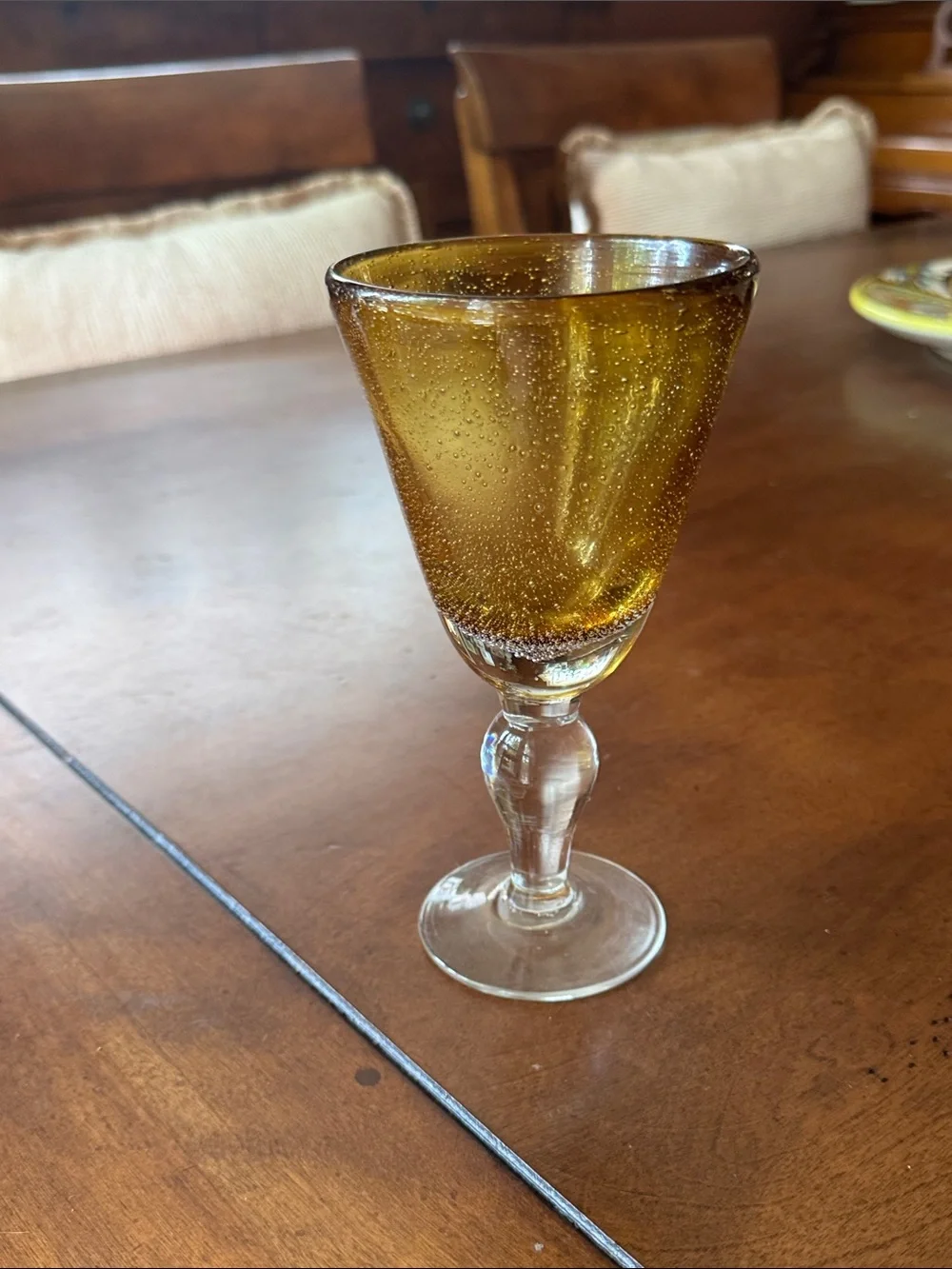 Demdaco Amber Goblet with Clear Stem